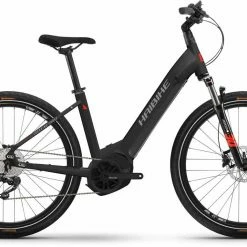 Haibike Trekking 6 Cross Matte Blk Red Reflex VTC électrique Col De Cygne