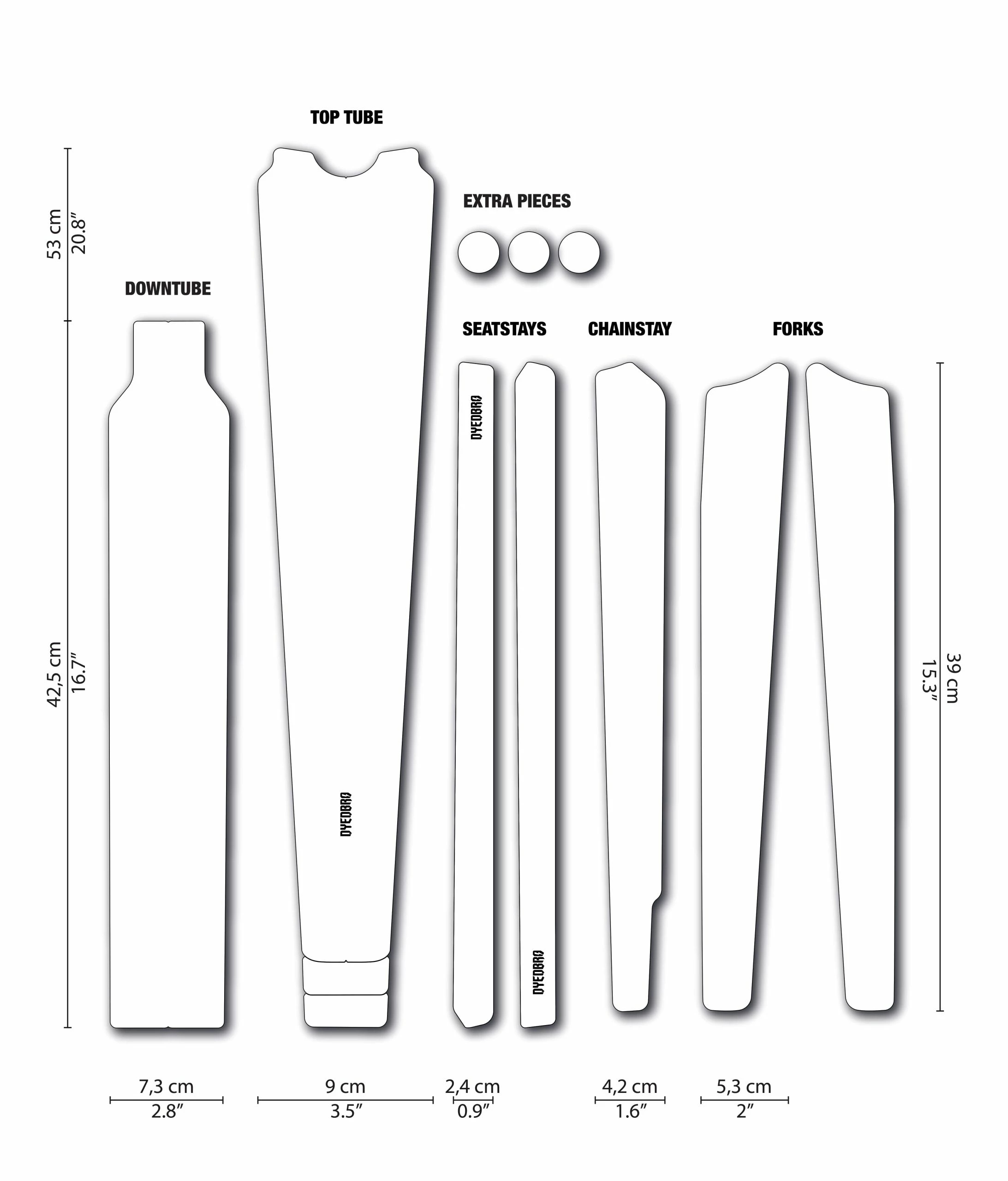 Dyedbro Kit De Protection De Cadre Gravel Clear - Black Matte 3 Dyedbro Kit De Protection De Cadre Gravel Clear - Black Matte