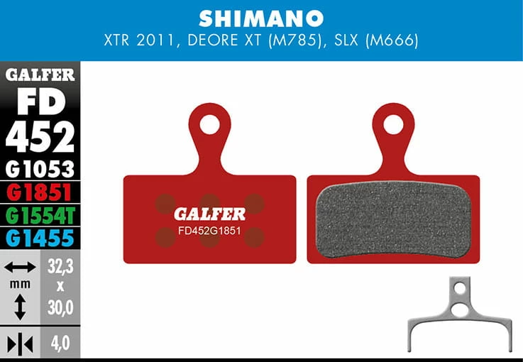GALFER Plaquette De Frein Avancée - Shimano XTR 2011 BR-M985, Deore XT BR-M785, SLX M666 3 GALFER Plaquette De Frein Avancée - Shimano XTR 2011 BR-M985, Deore XT BR-M785, SLX M666