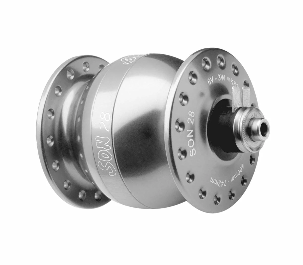 SON 28 Dynamo De Moyeu - Argent Anodisé 3 SON 28 Dynamo De Moyeu - Argent Anodisé