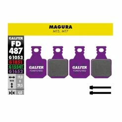 GALFER Plaquette De Frein E-Bike G1652 Magura MT5/MT7 - Violet
